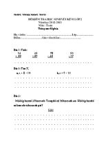 Đề kiểm tra học sinh yếu kém Toán lớp 2 - Năm học 2012-2013 - Trường Tiểu học Phương Trung I